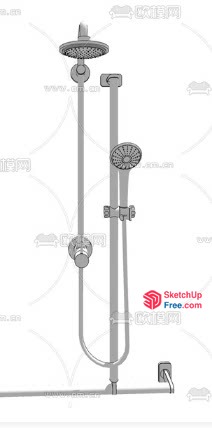 Shower Head And Handle On Wall 3D SketchUp File