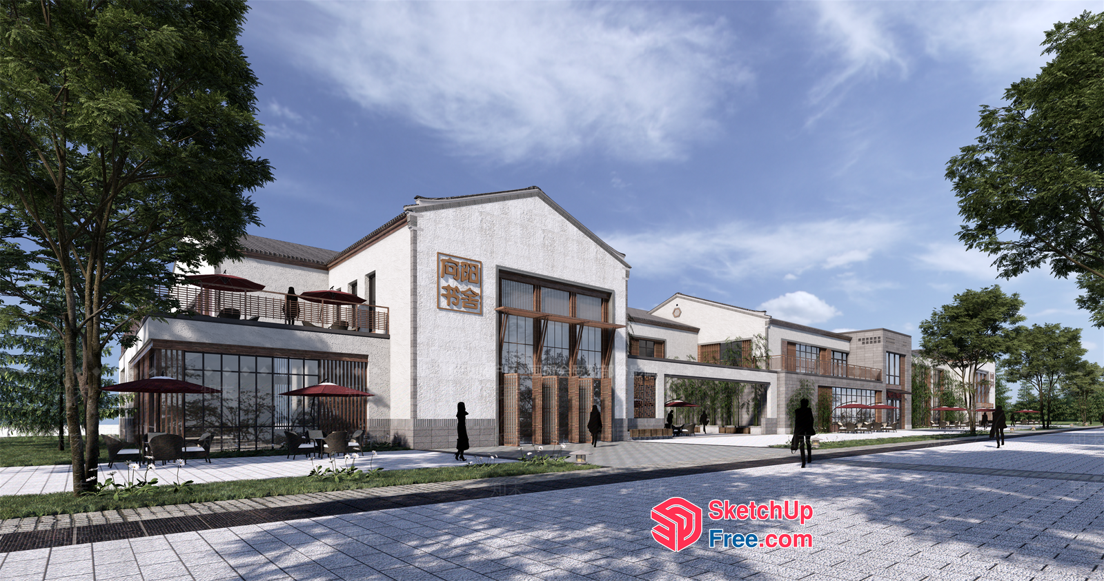 Modern Commercial Building With Elegant Exterior Decor 3D SketchUp File