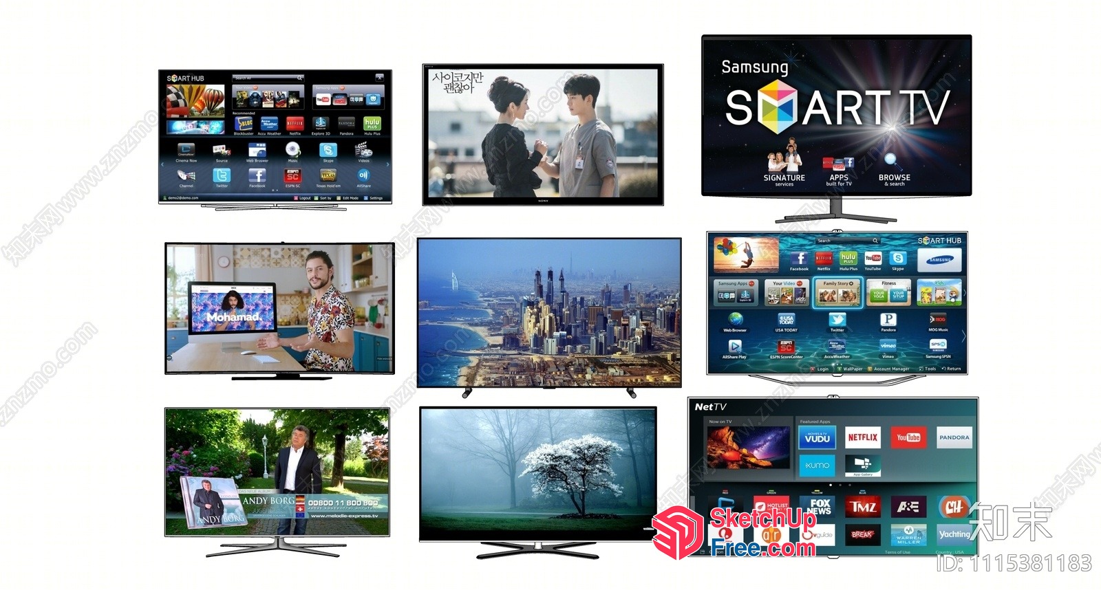Modern Smart Tvs With Various Display Options 3D SketchUp File