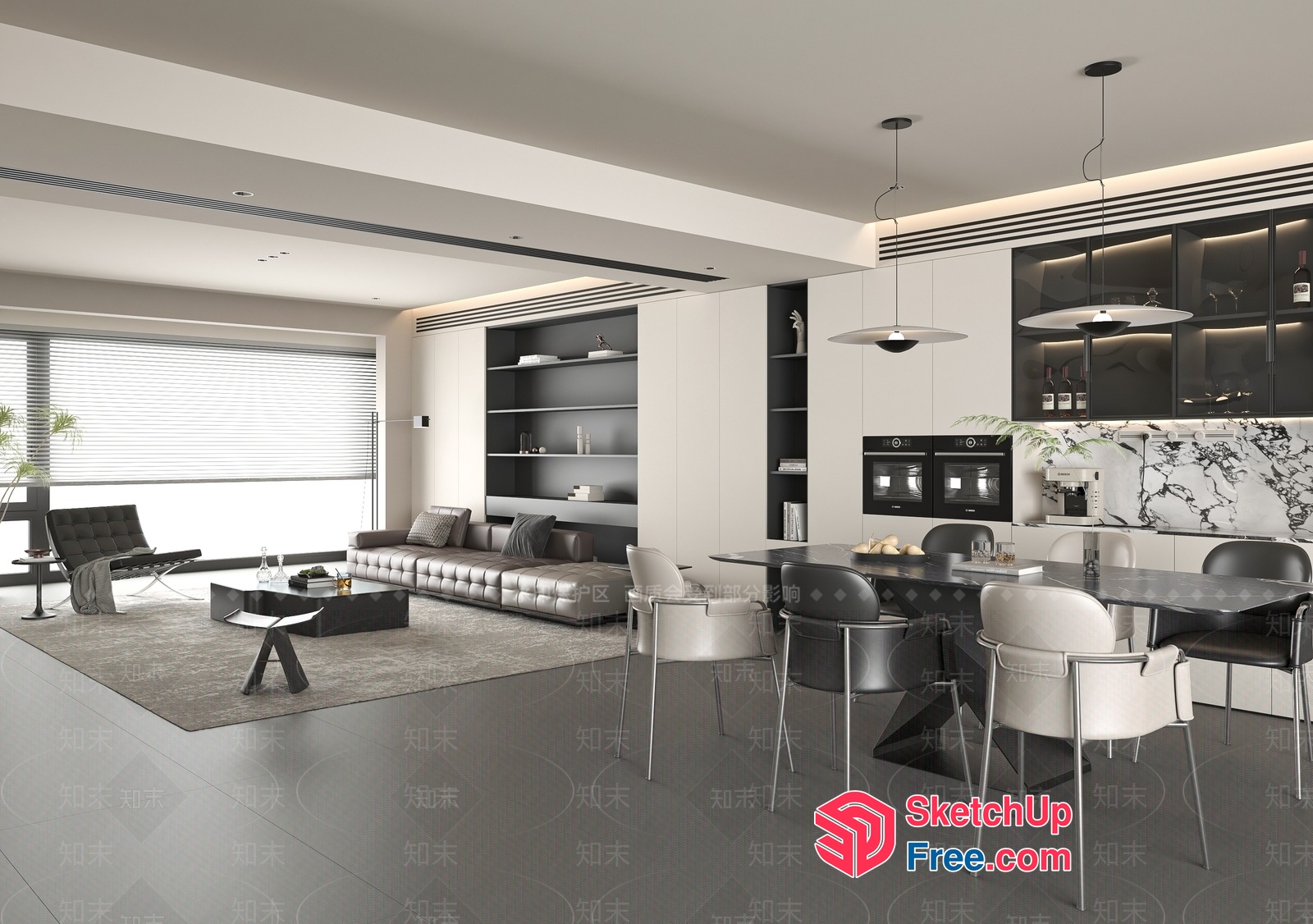 Modern Minimalist Living Room With Sleek Furniture And Natural Light 3D SketchUp File