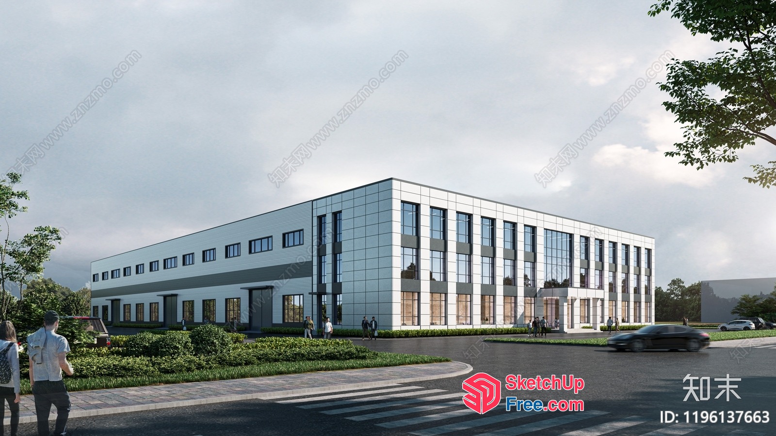 Modern Commercial Building Exterior 3D SketchUp File