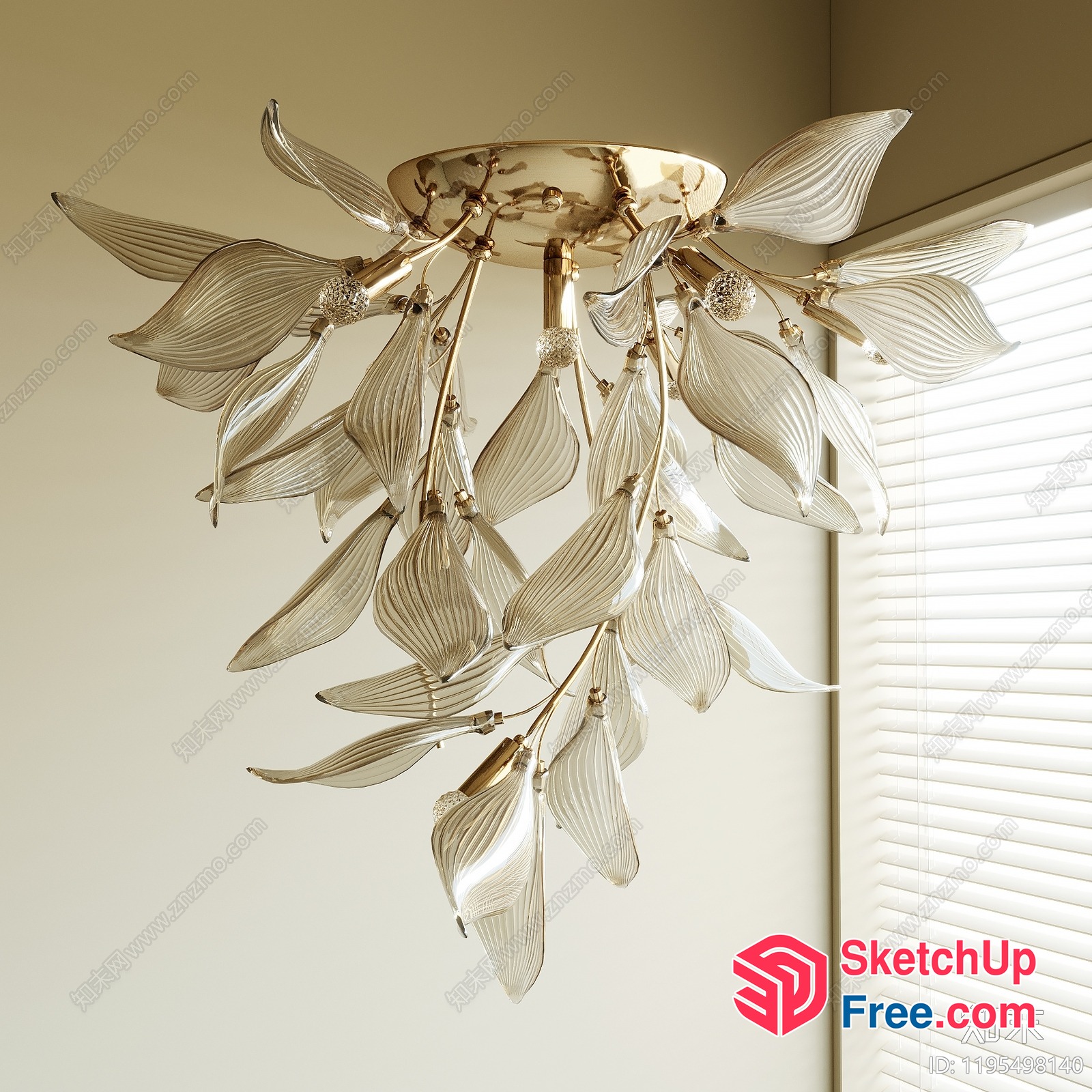 Elegant And Sophisticated Glass Leaf Chandelier 3D SketchUp File