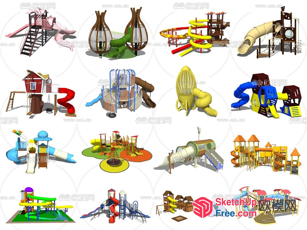 Colorful Playground Equipment Collection 3D SketchUp File
