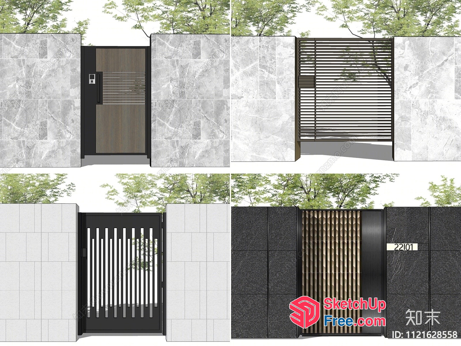 Modern Exterior Gate And Wall Design 3D SketchUp File