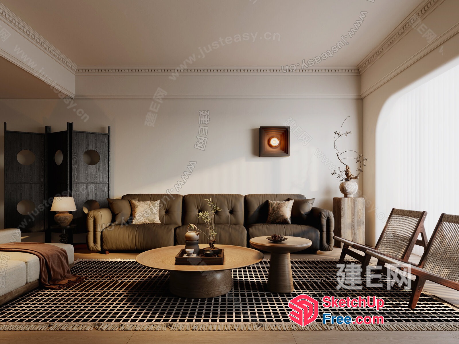 Elegant And Cozy Living Room Interior 3D SketchUp File