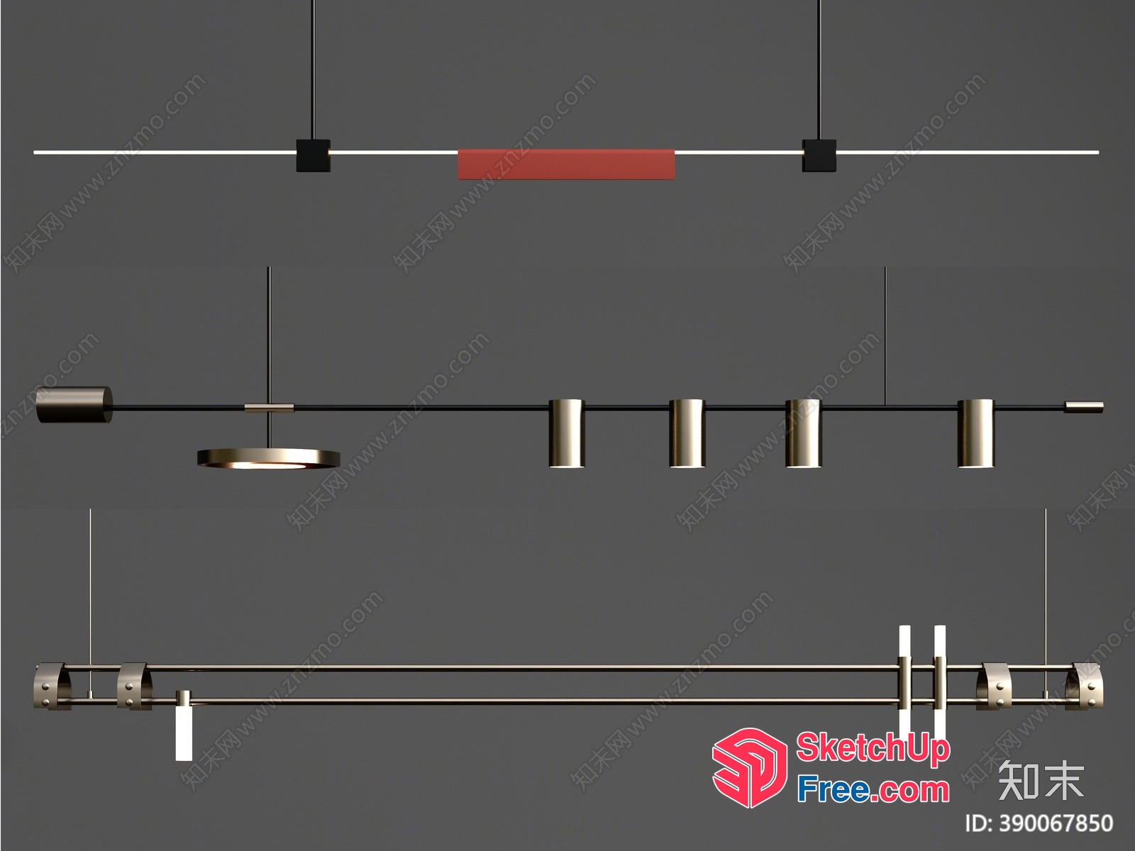 Modern Minimalist Ceiling Light Fixture Designs 3D SketchUp File