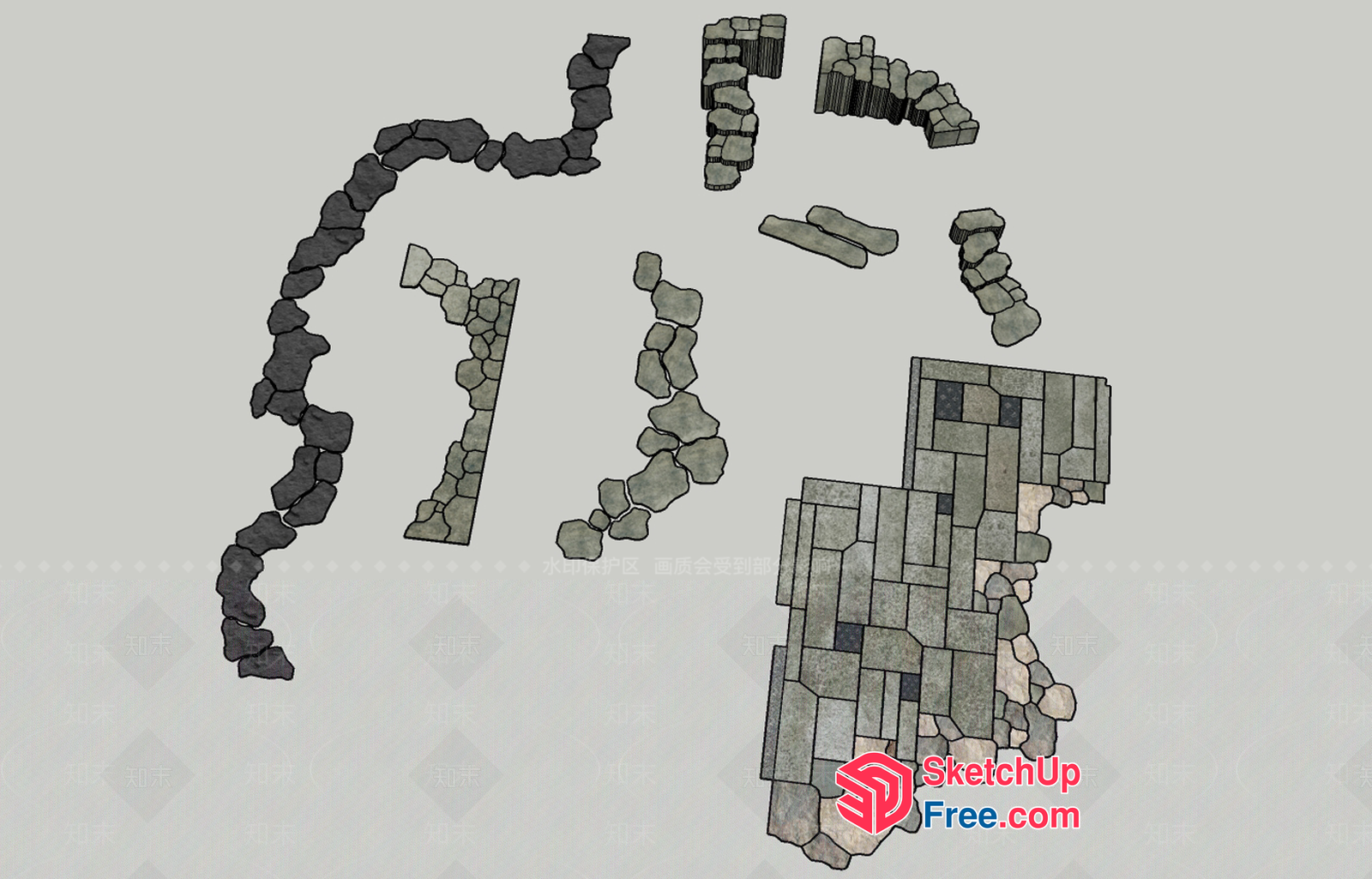 Stone Wall Tiles 3D SketchUp File