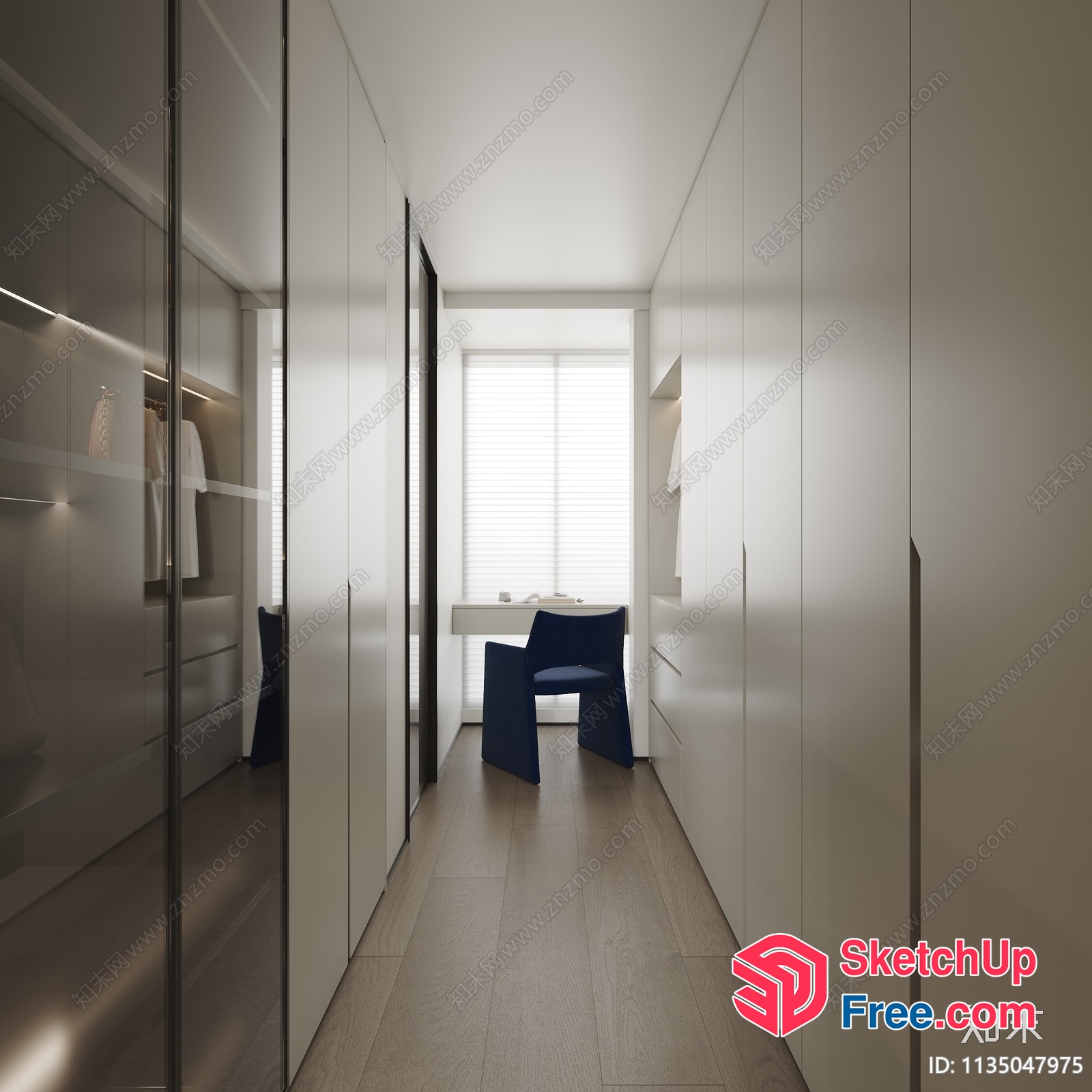 Modern Minimalist White Hallway Interior 3D SketchUp File