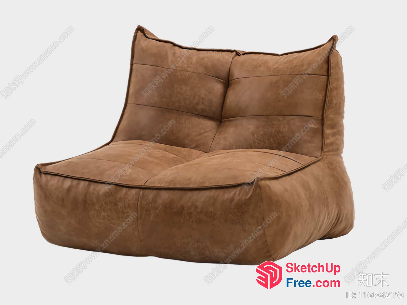 Comfortable Leather Brown Armchair 3D SketchUp File
