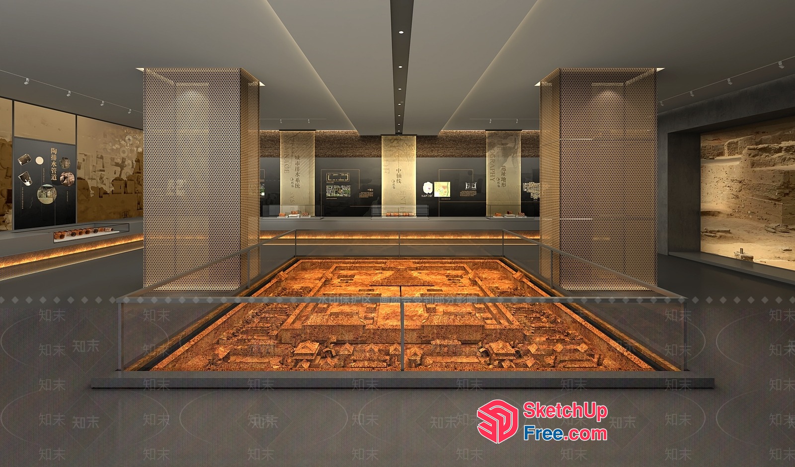 Museum With Ancient Ruins Exhibit 3D SketchUp File