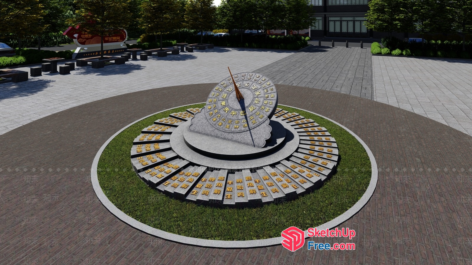 Asian-Inspired Outdoor Monument 3D SketchUp File