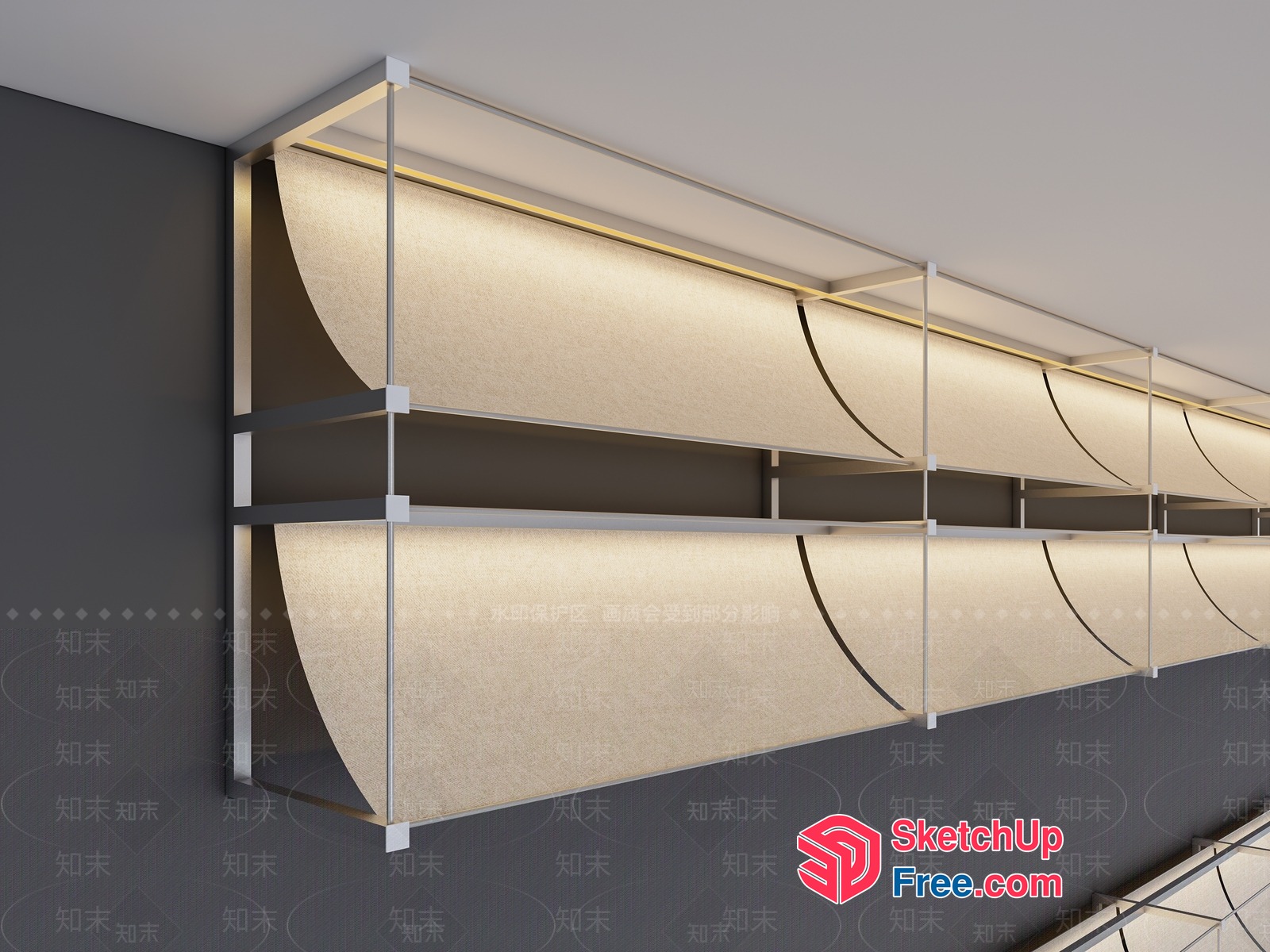 Modern Japanese Style Shelf With Soft Lighting 3D SketchUp File