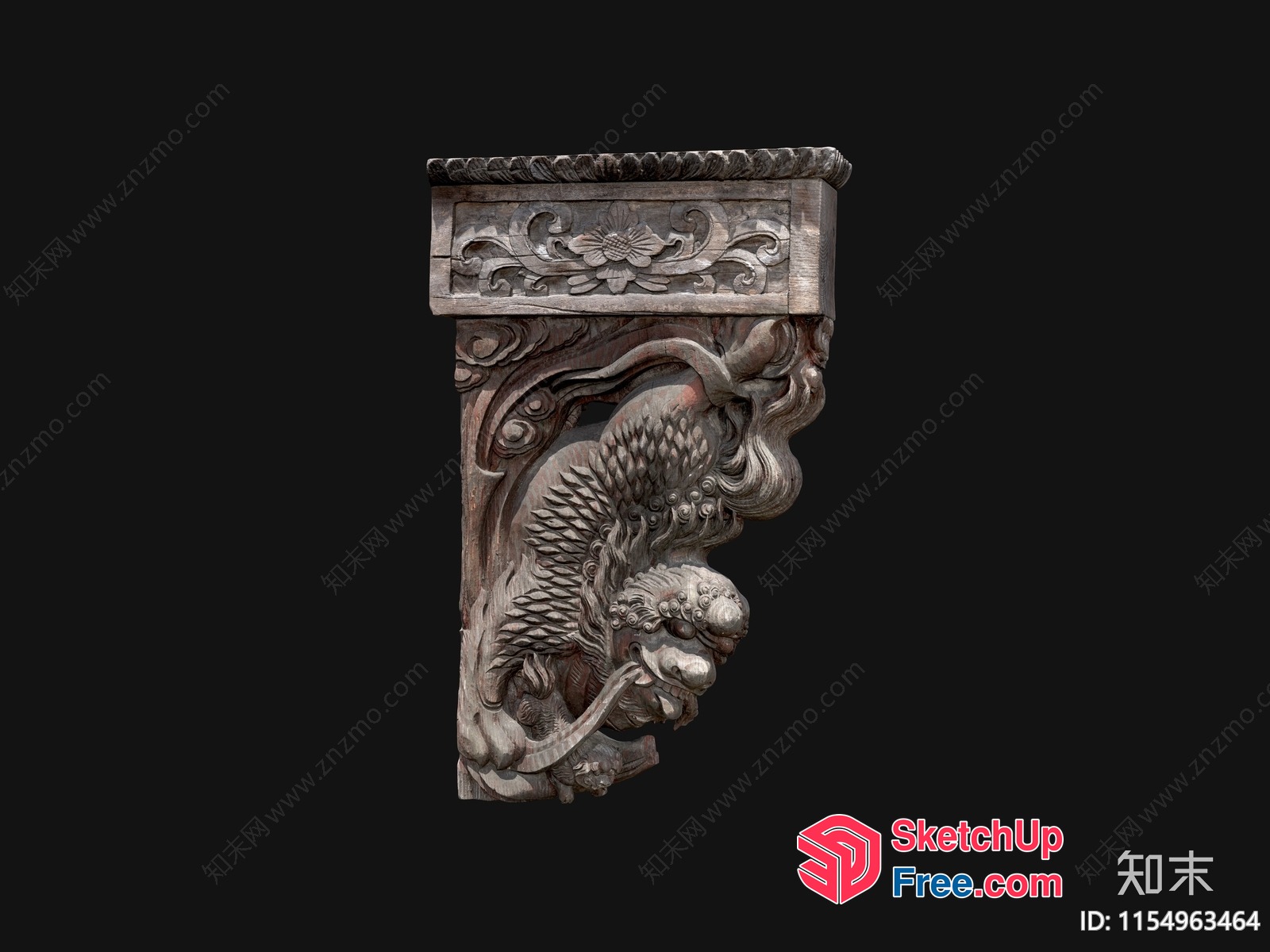 Carved Pillar With Intricate Dragon Design 3D SketchUp File