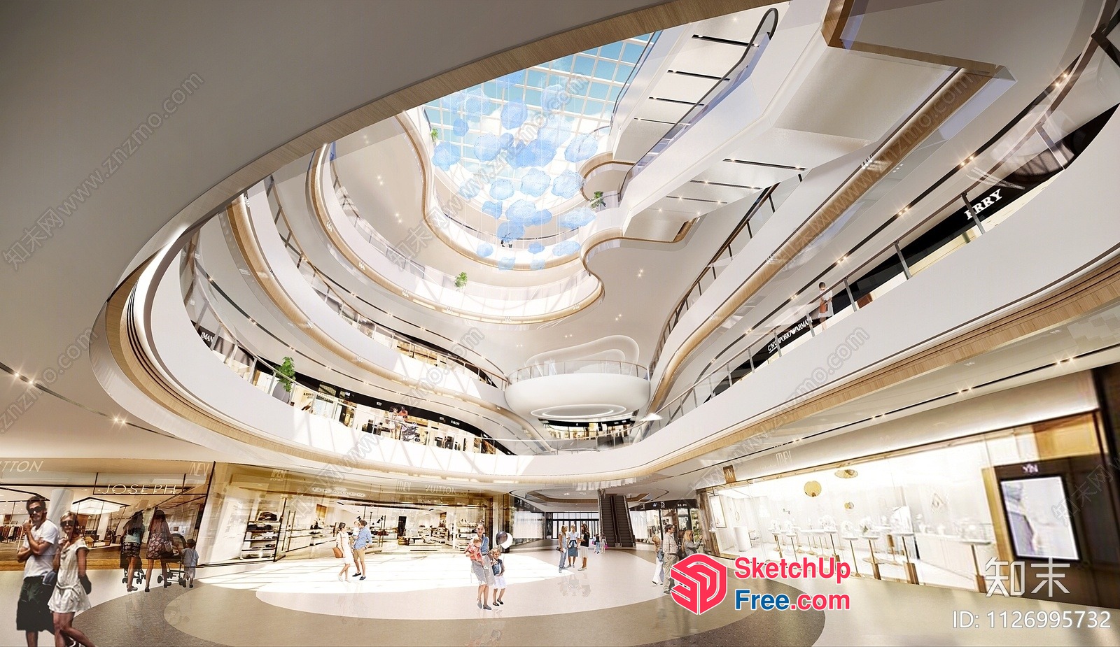 Elegant Shopping Mall Interior With Modern Design 3D SketchUp File