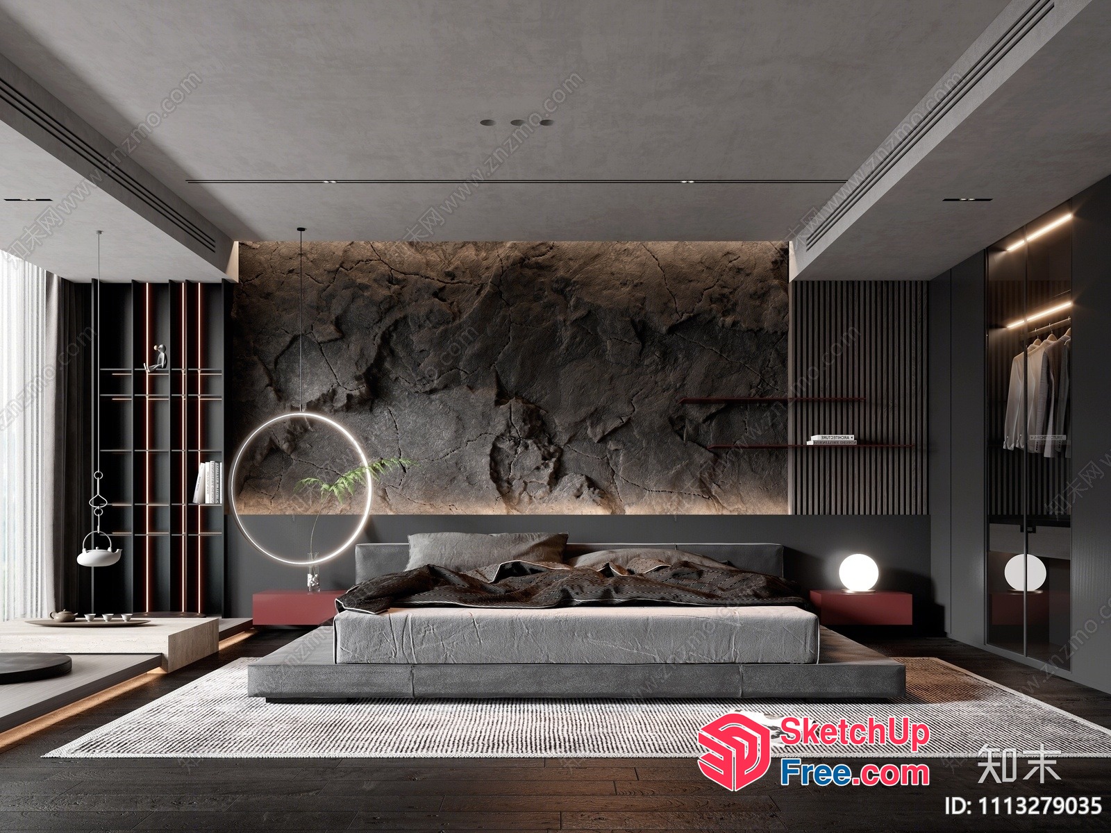 Modern Minimalist Interior Design With Natural Stone Accent 3D SketchUp File