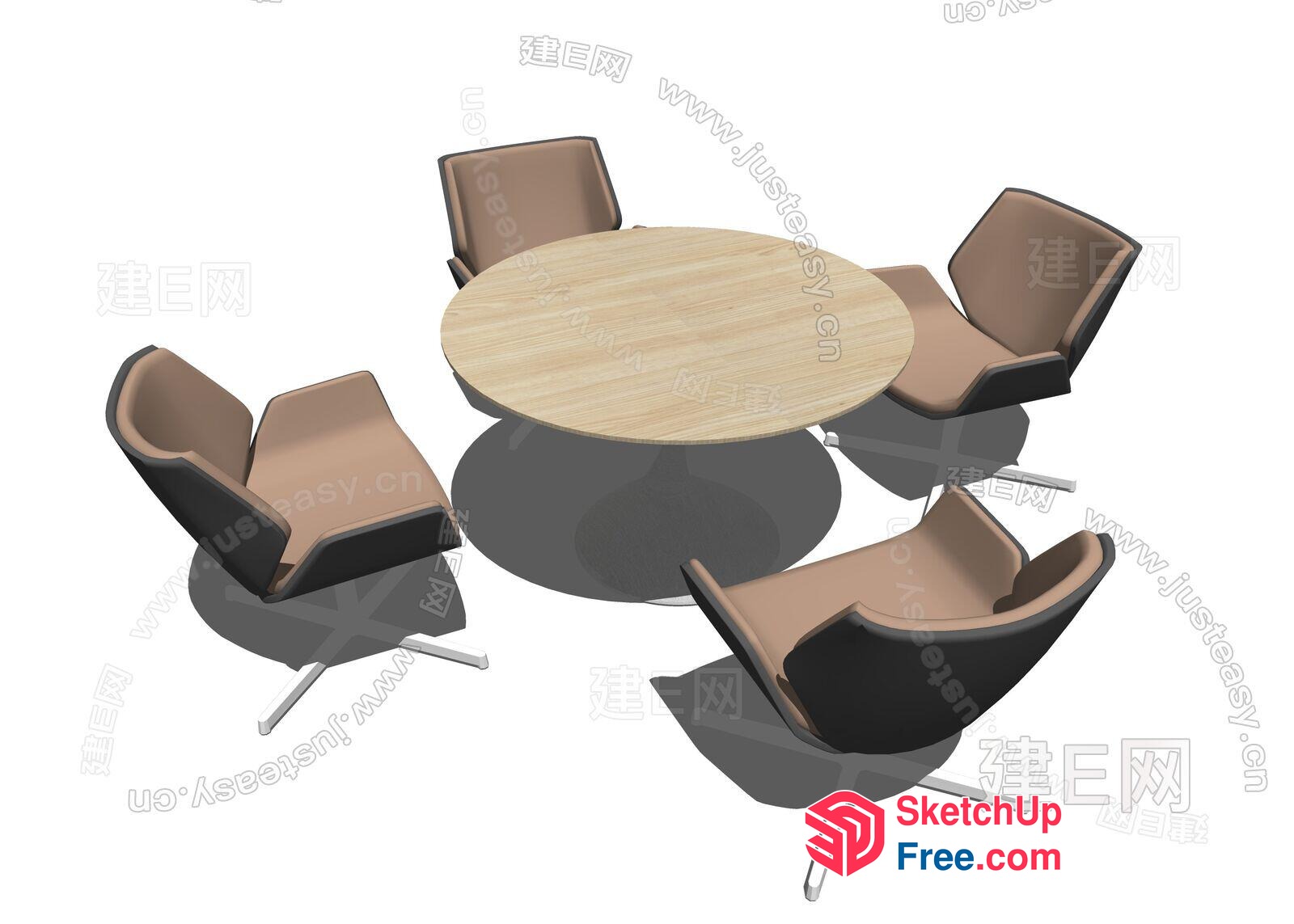 Modern Round Table And Chairs 3D SketchUp File