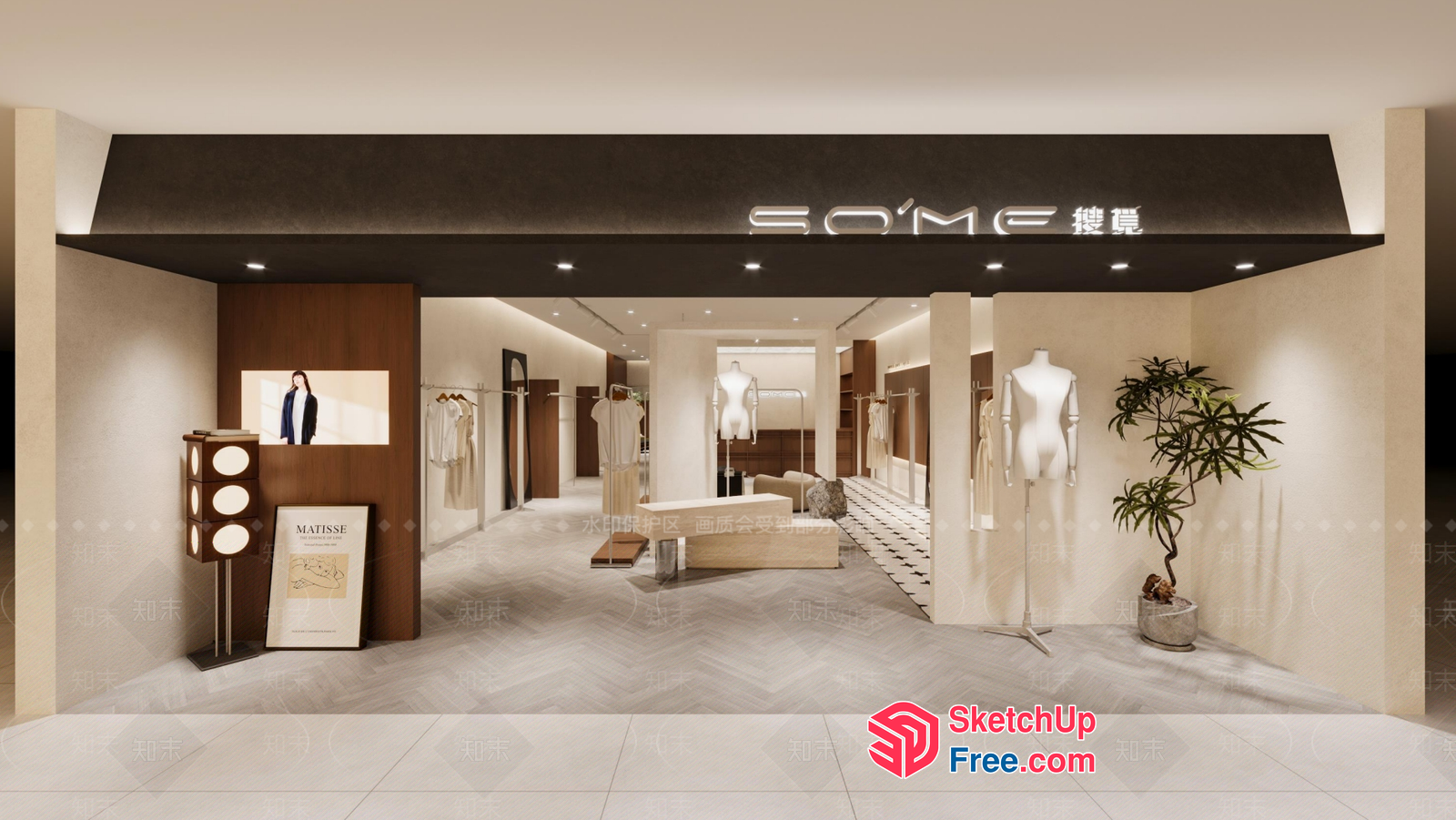 Modern And Sleek Clothing Store Interior 3D SketchUp File