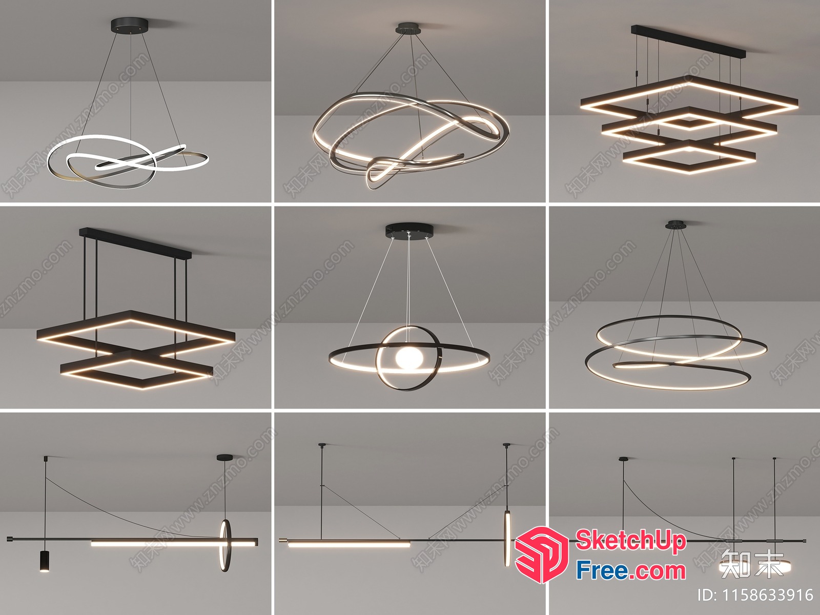 Modern Minimalist Ceiling Light Designs 3D SketchUp File