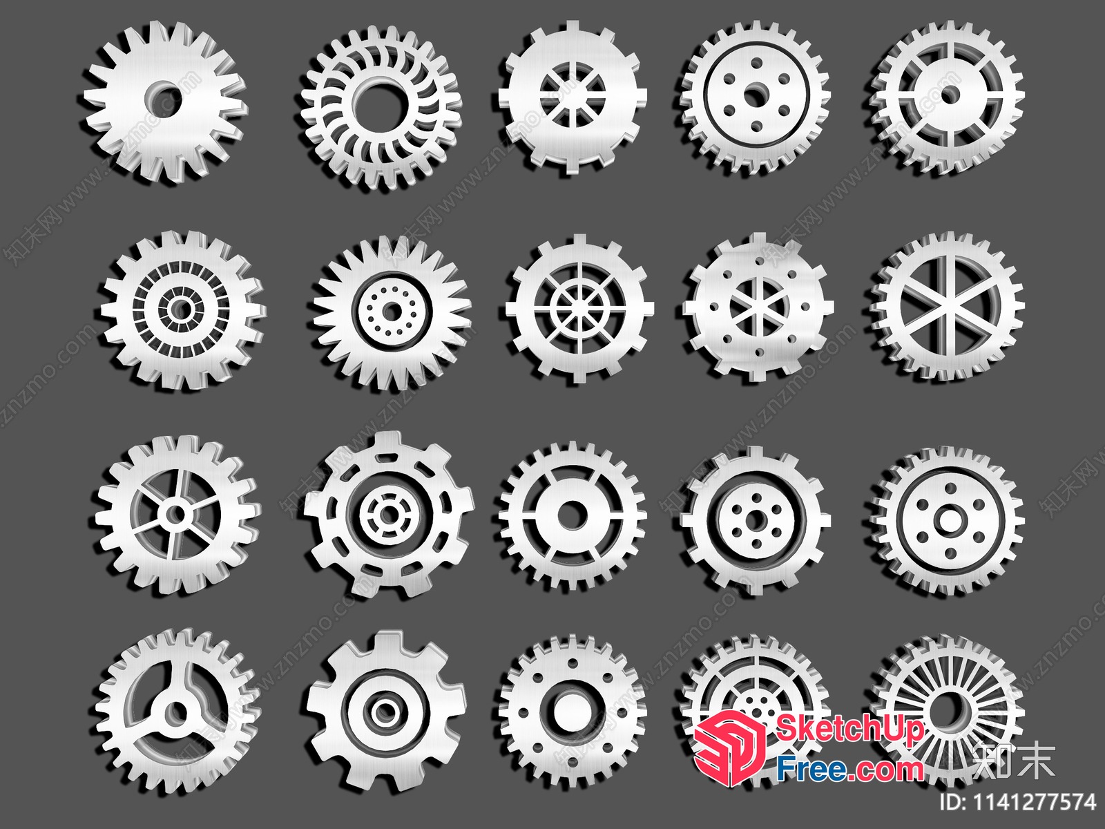 Cogwheels On A Gray Background 3D SketchUp File