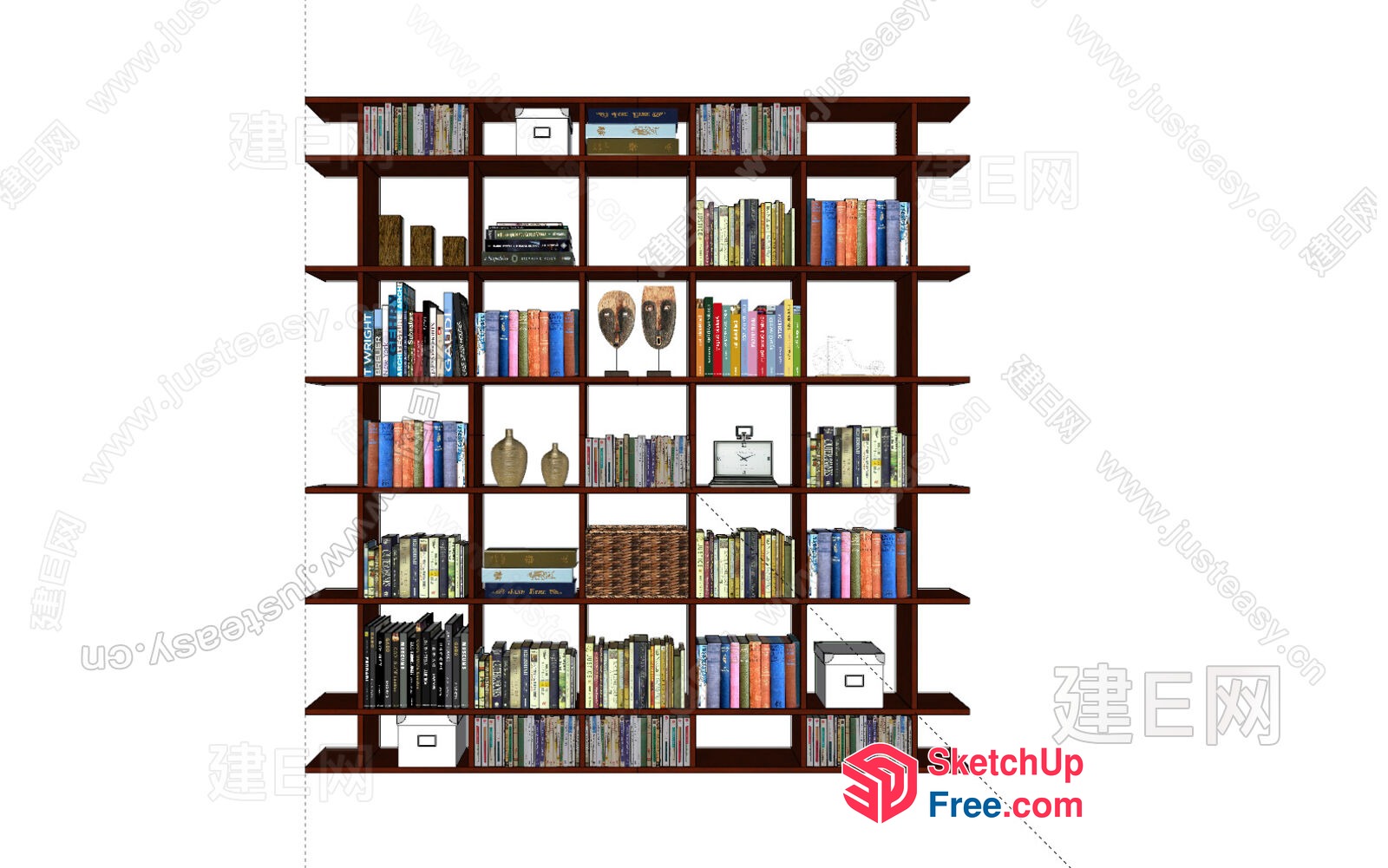 Bookcase With Varied Decor And Book Arrangement 3D SketchUp File