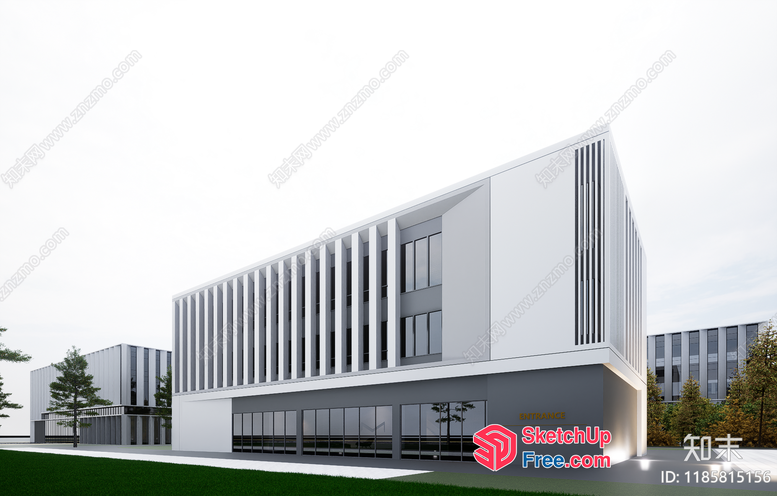 Modern Minimalist Office Building Exterior 3D SketchUp File