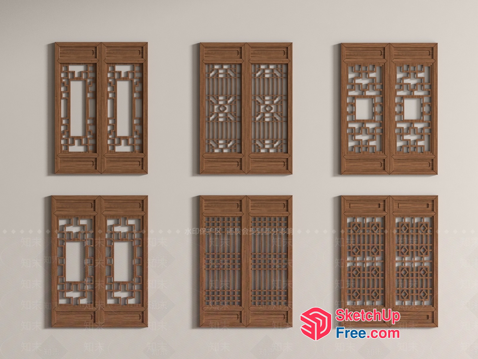 Intricate Wooden Screen Designs 3D SketchUp File