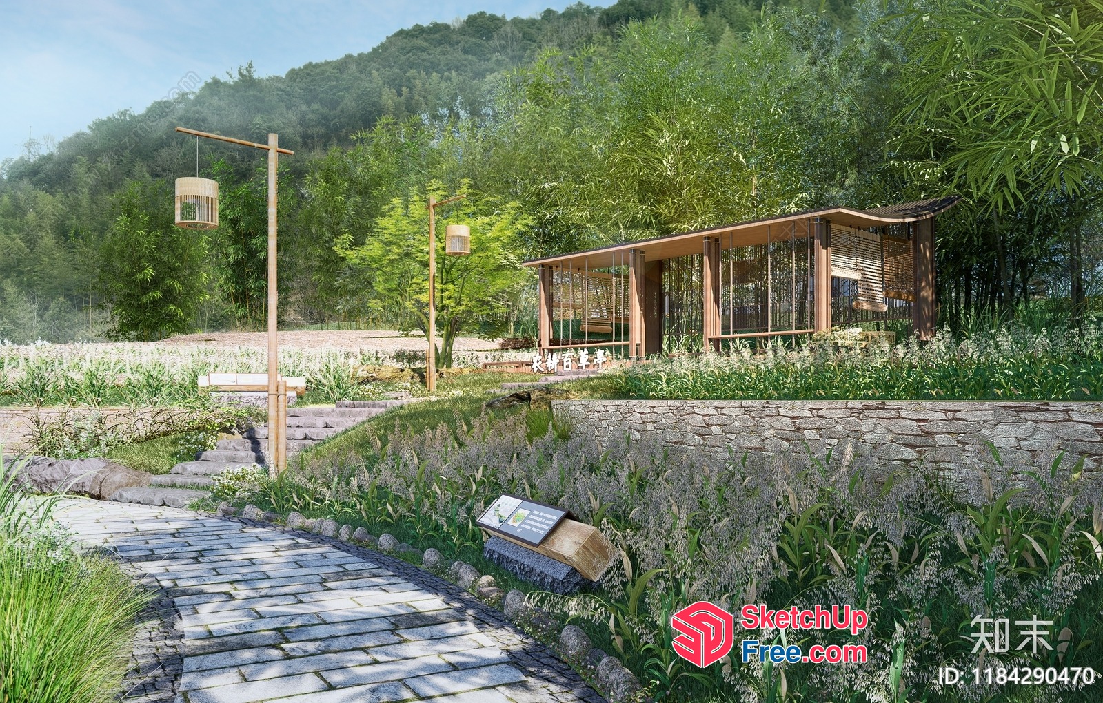 Serene Japanese-Style Pavilion In A Lush Forest 3D SketchUp File