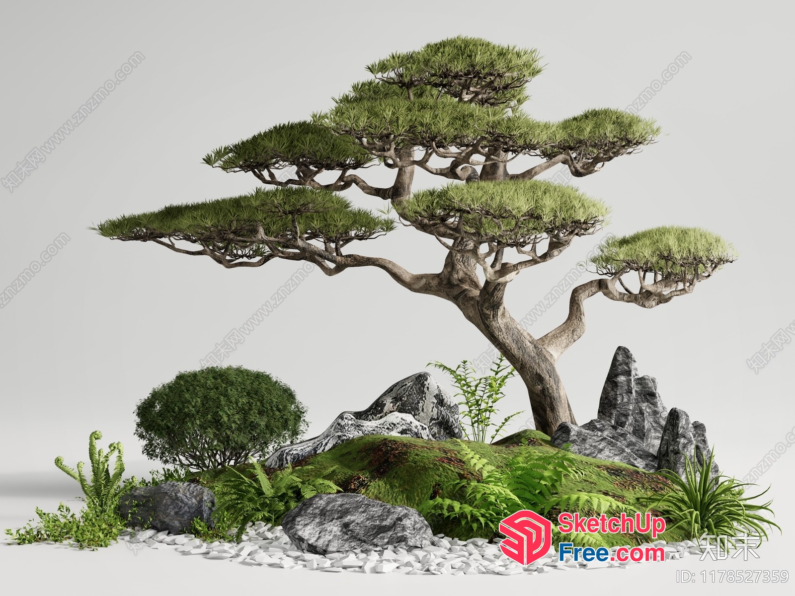 Serene Japanese Garden Scene 3D SketchUp File