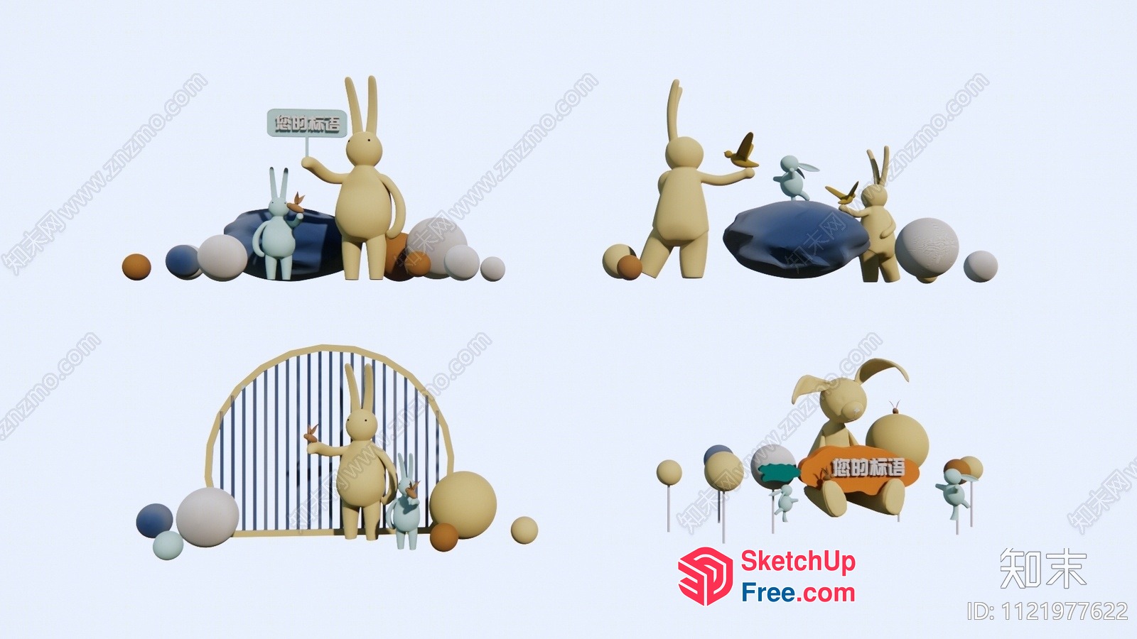 Cartoon Bunny Decorations 3D SketchUp File