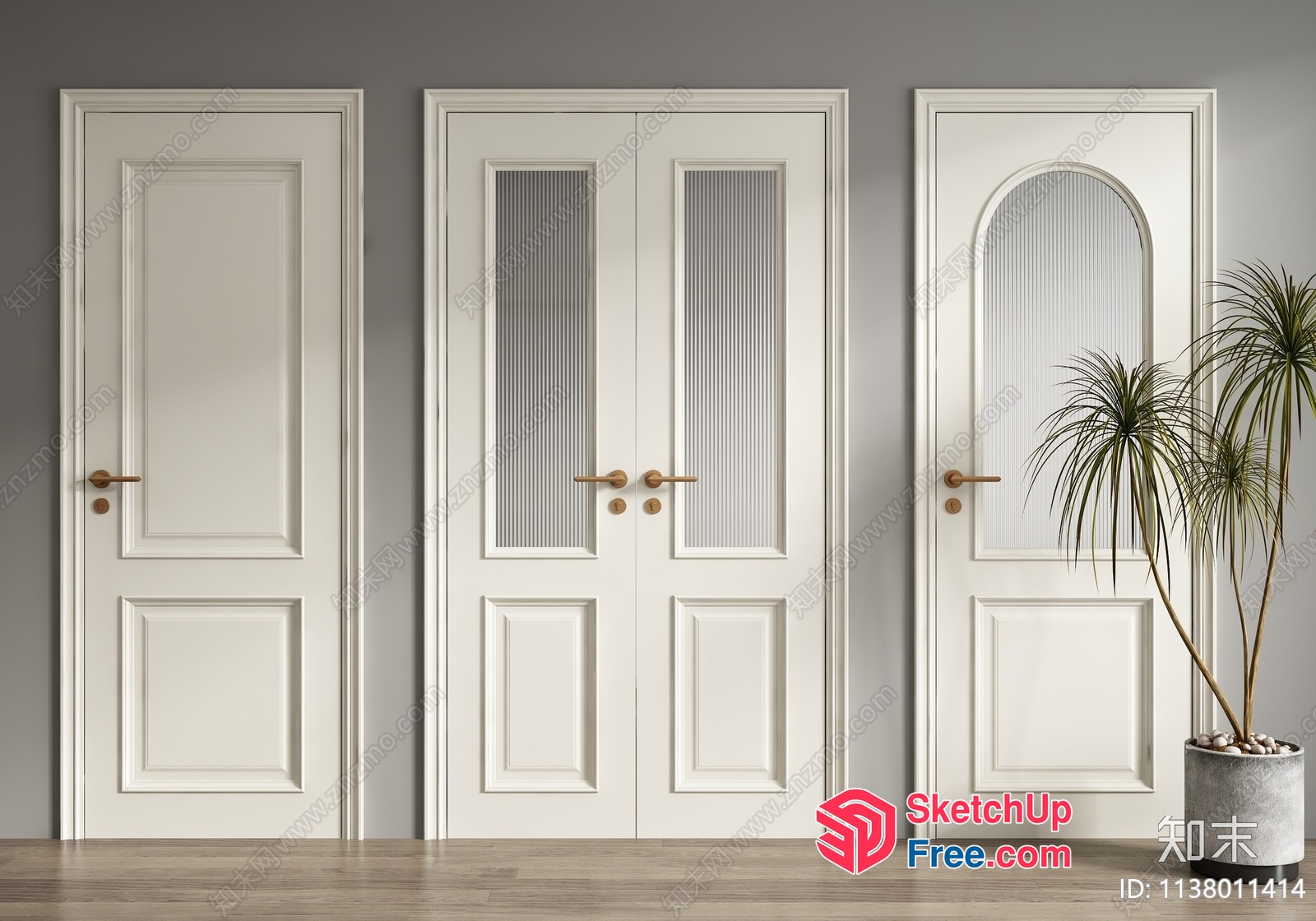Elegant White Doors With Classic Design 3D SketchUp File