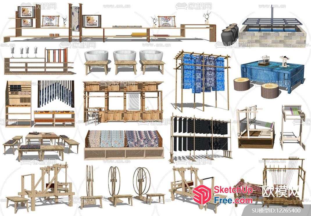 Traditional Japanese Interior Elements Collection 3D SketchUp File