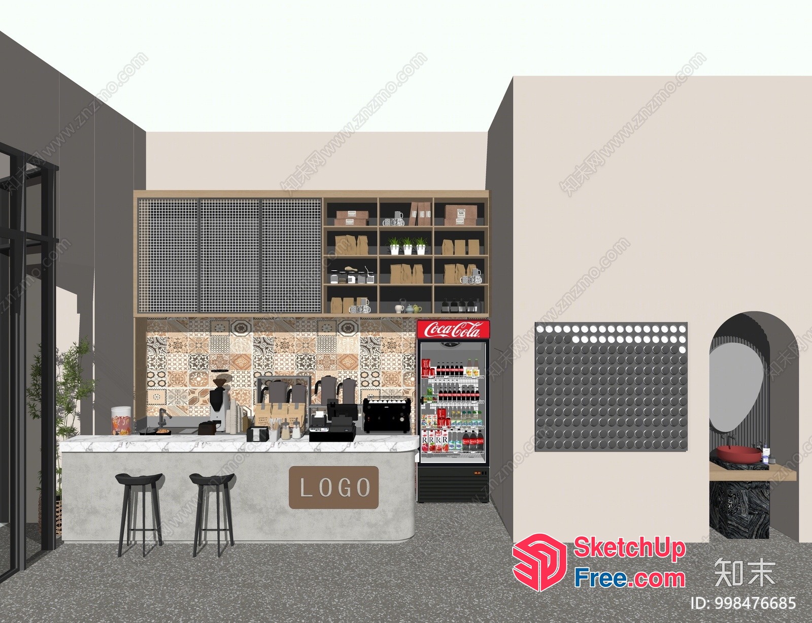 Modern Coffee Shop Interior Design 3D SketchUp File