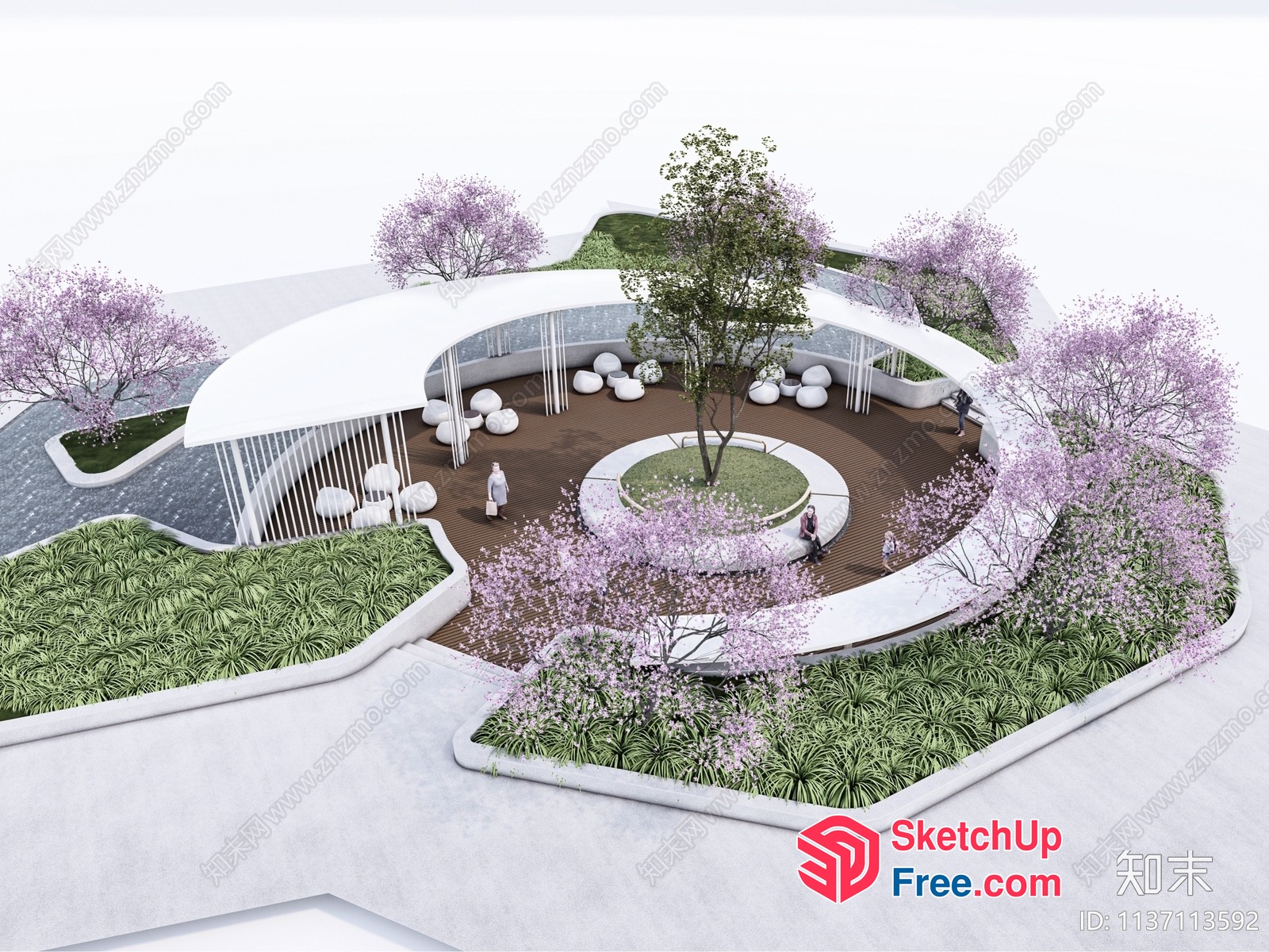 Serene Modern Outdoor Space With Elegant Architecture 3D SketchUp File