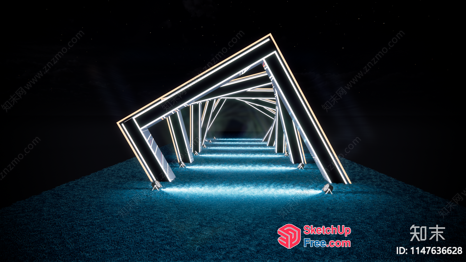 Futuristic Tunnel With Neon Lights 3D SketchUp File