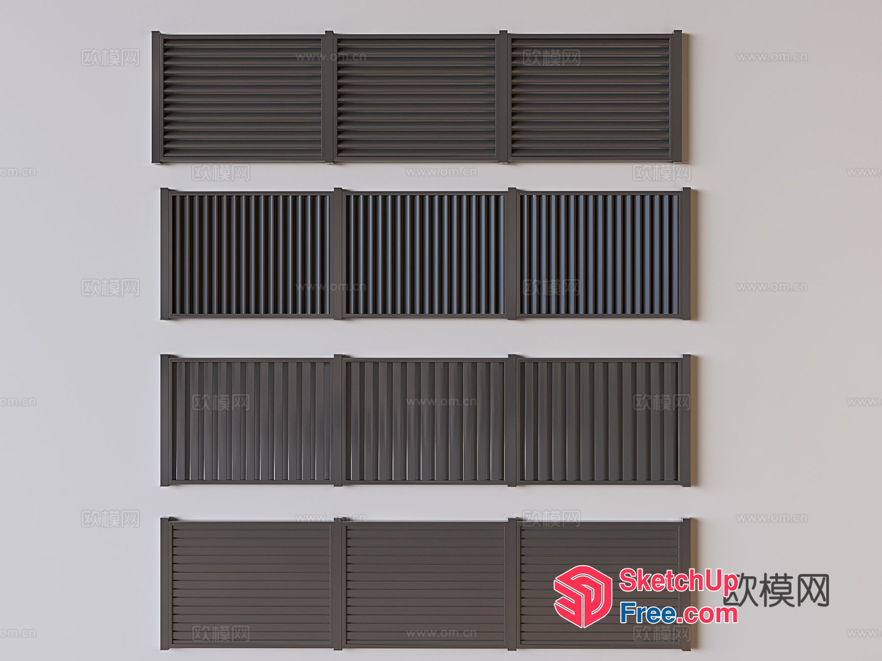 Dark Grey Metal Railing 3D SketchUp File