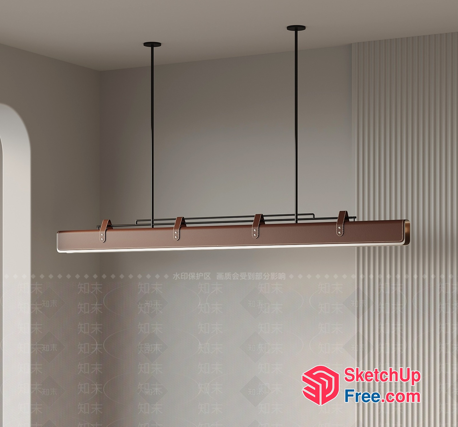 Elegant Leather And Metal Light Fixture 3D SketchUp File