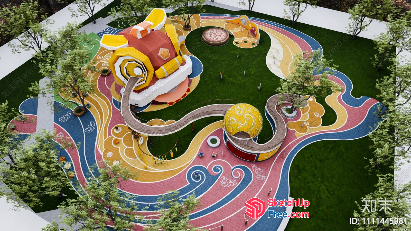 Vibrant And Whimsical Children'S Playground 3D SketchUp File