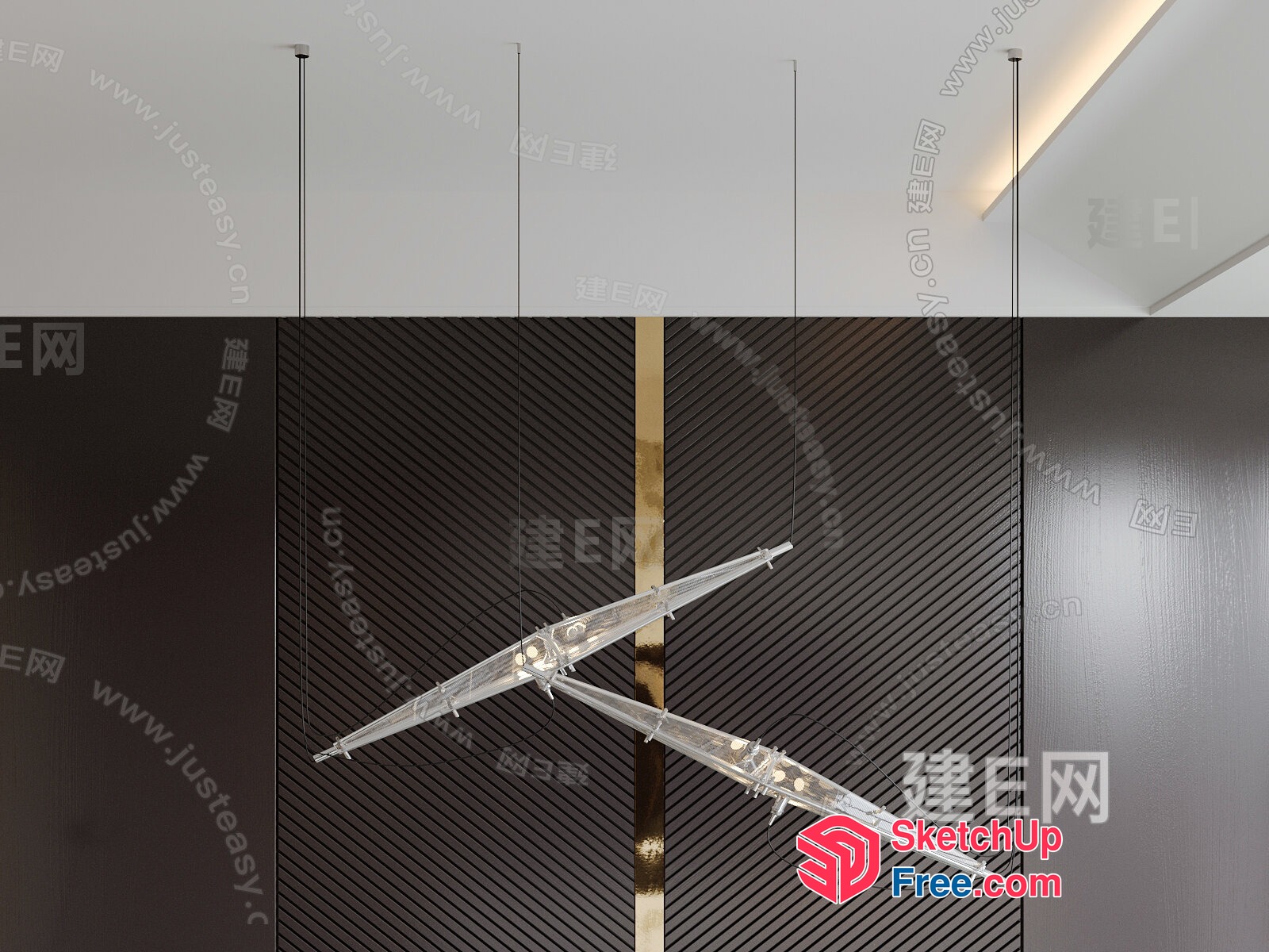 Modern Glass Chandelier With Sleek Lines And Minimalist Design 3D SketchUp File