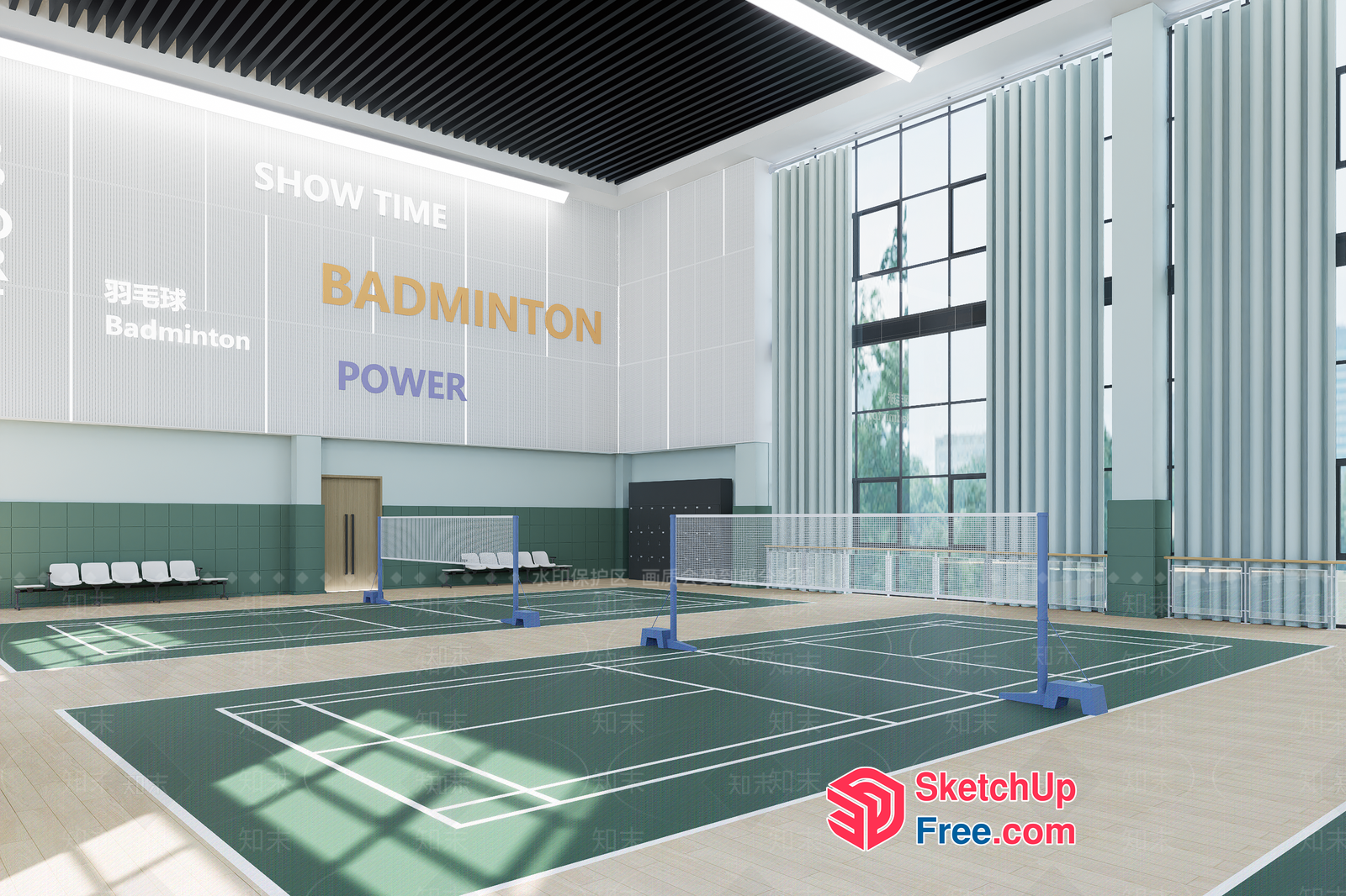 Badminton Court Interior 3D SketchUp File