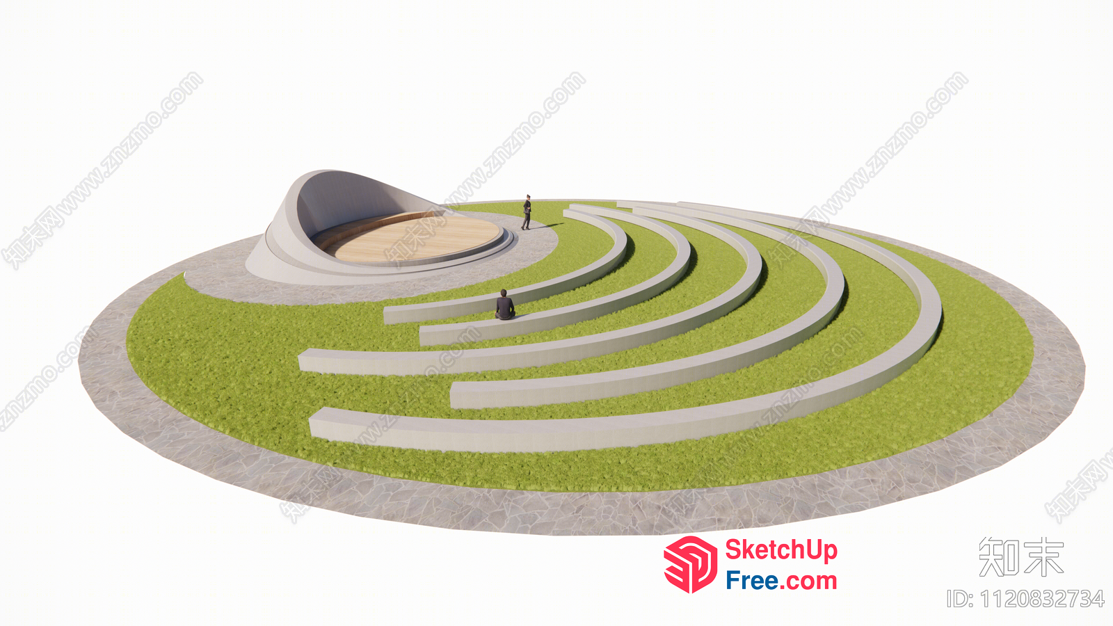 Serene Outdoor Amphitheater With Curved Seating 3D SketchUp File