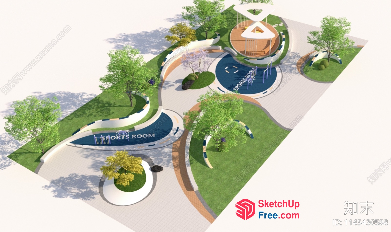3D Park Scene 3D SketchUp File