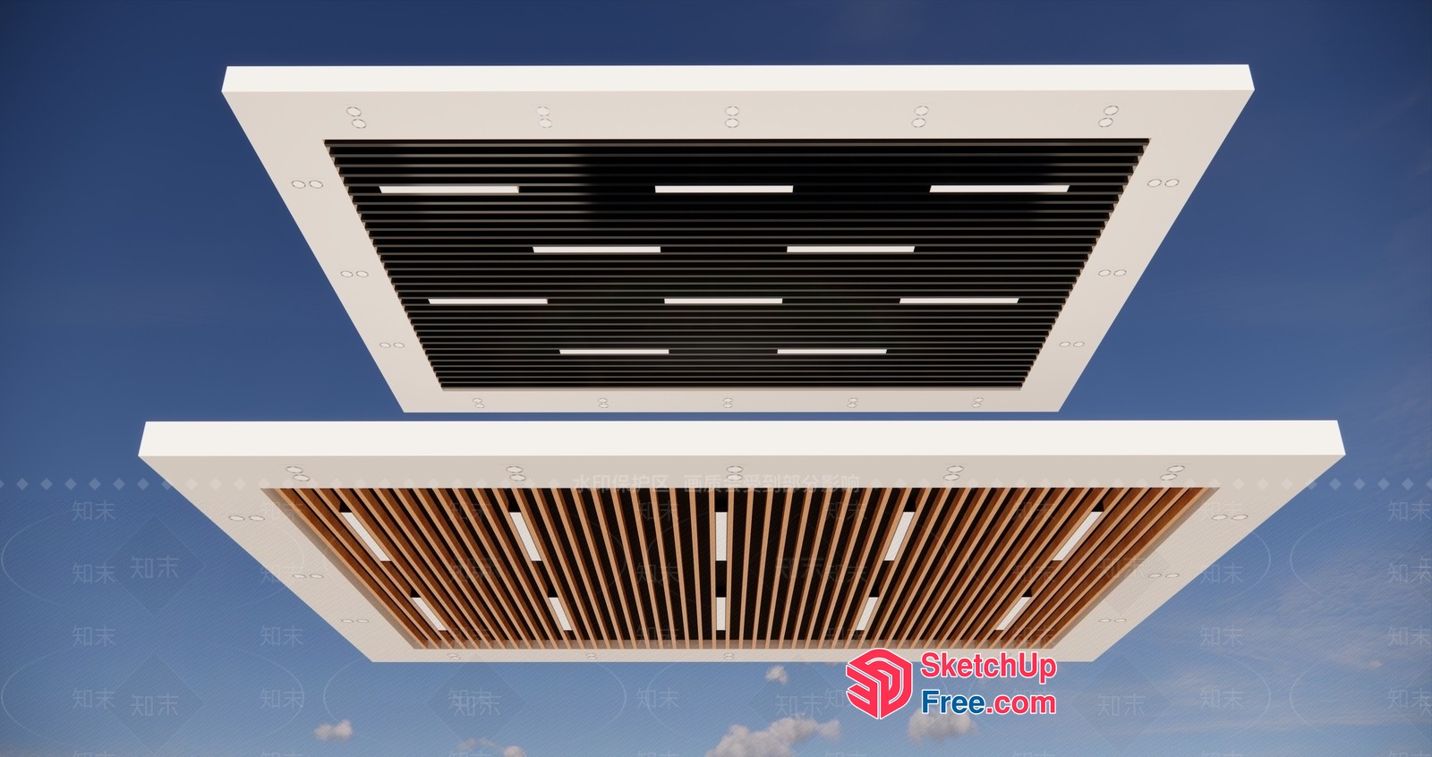 Two Rectangular Ceiling Grates With Slats 3D SketchUp File