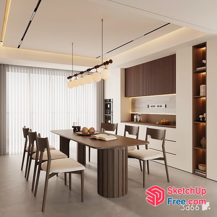 Modern Dining Room With Sleek Furniture And Natural Light 3D SketchUp File