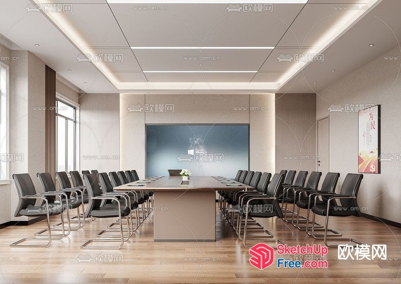 Elegant Conference Room With Large Table And Chairs 3D SketchUp File