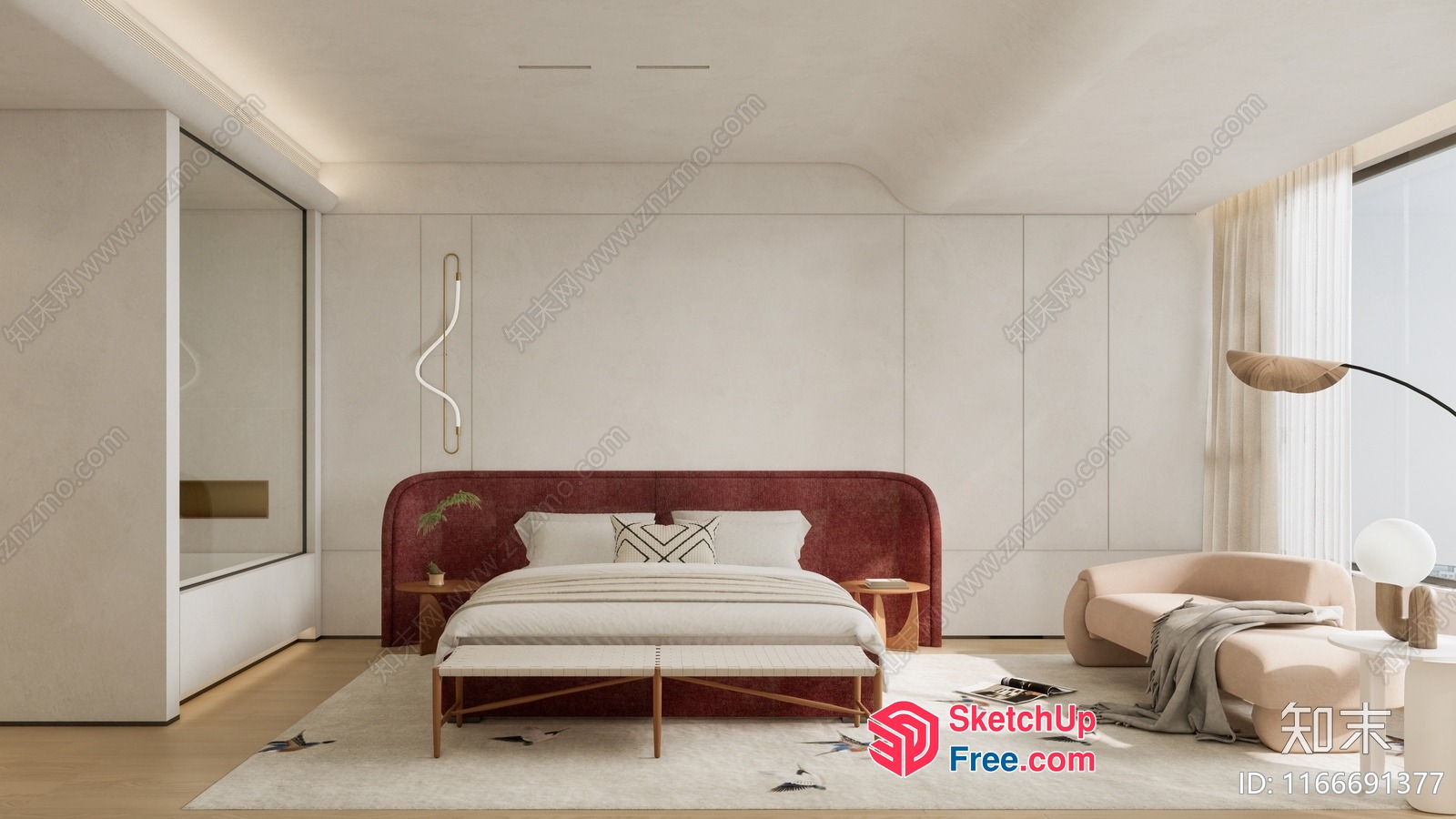 Modern Minimalist Bedroom Interior Design 3D SketchUp File