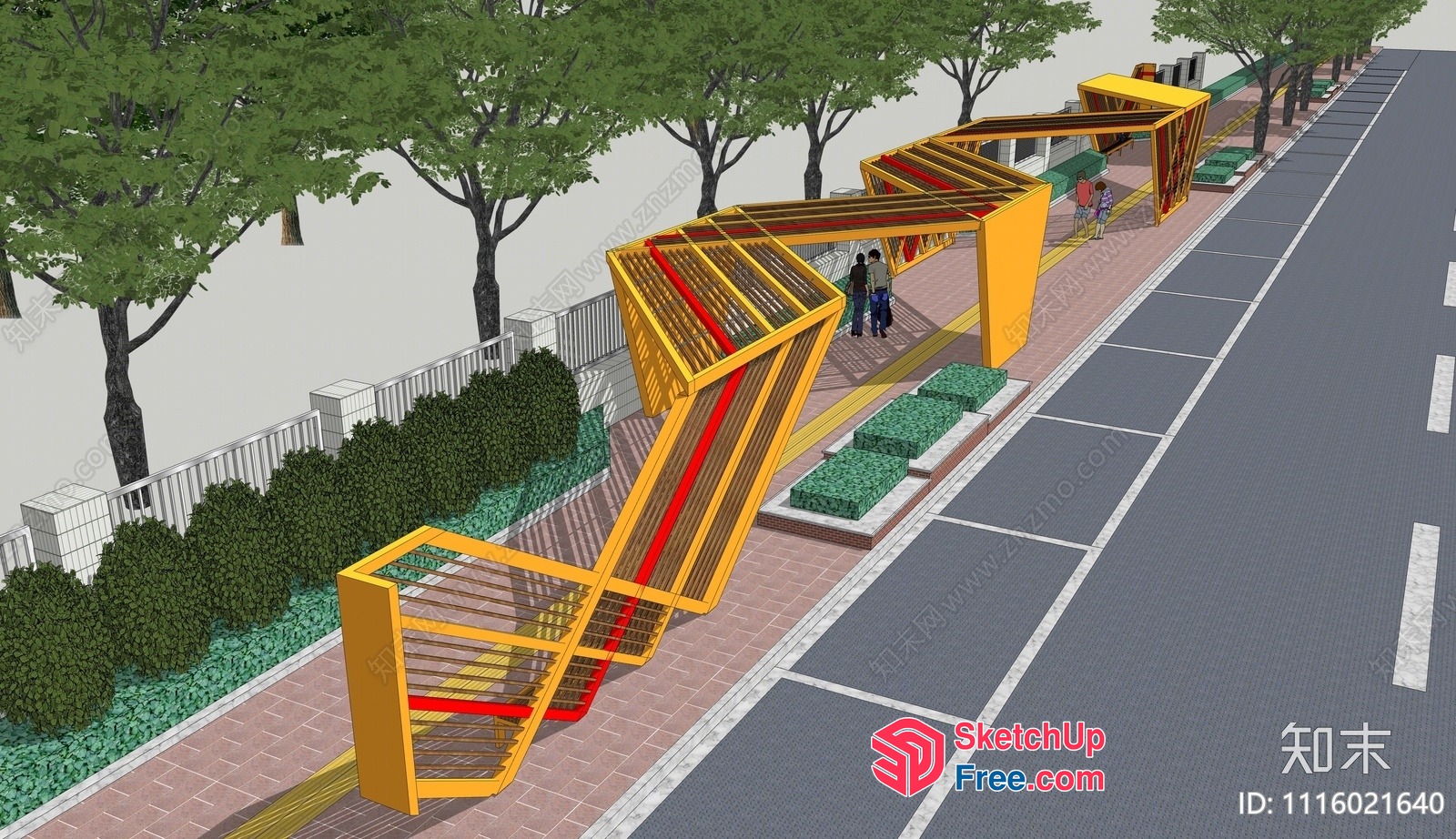 Modern Yellow And Red Staircase Design 3D SketchUp File