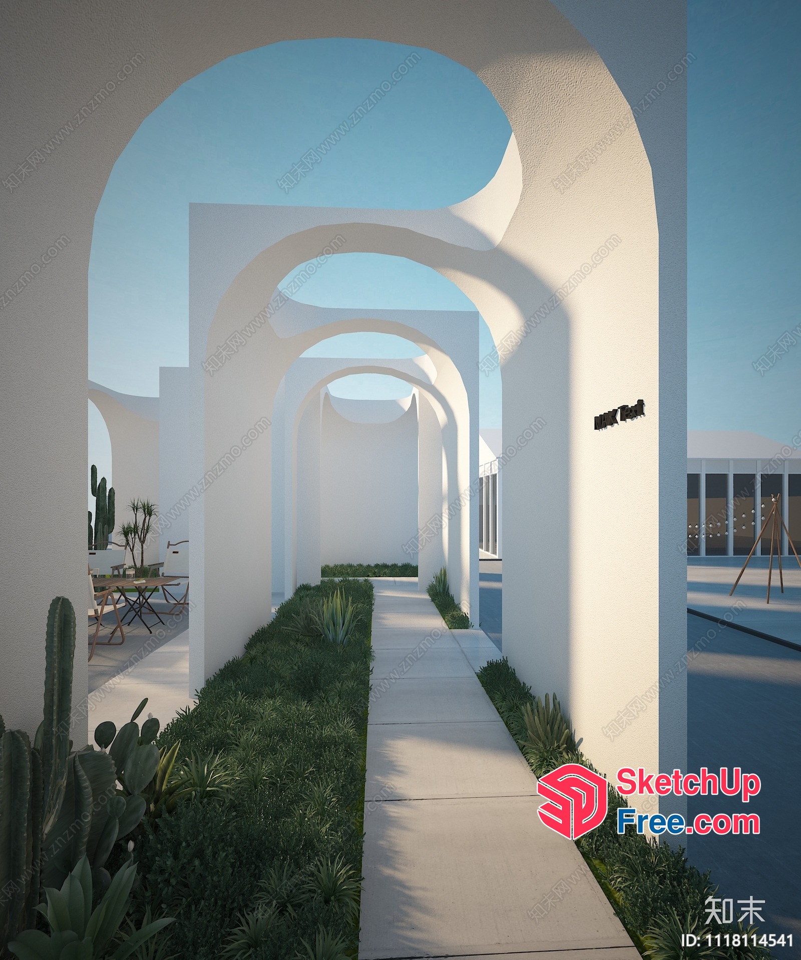 White Arches And Greenery 3D SketchUp File