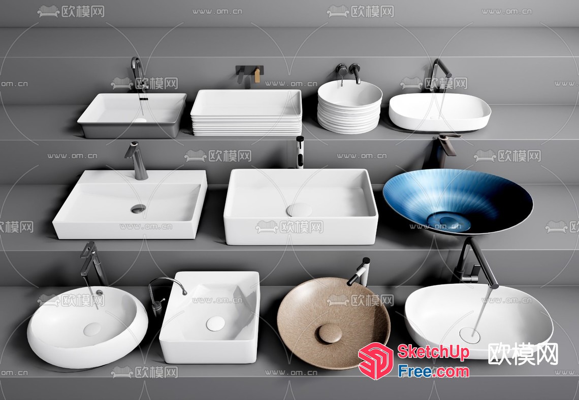 Modern Bathroom Sinks Collection 3D SketchUp File