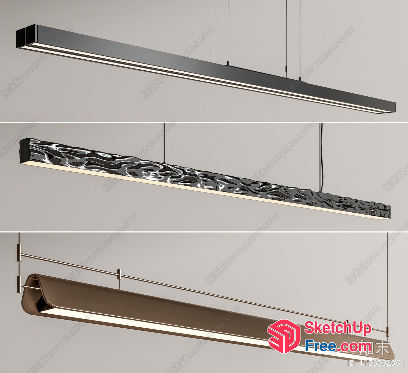 Long Linear Led Light Fixtures For Modern Interiors 3D SketchUp File