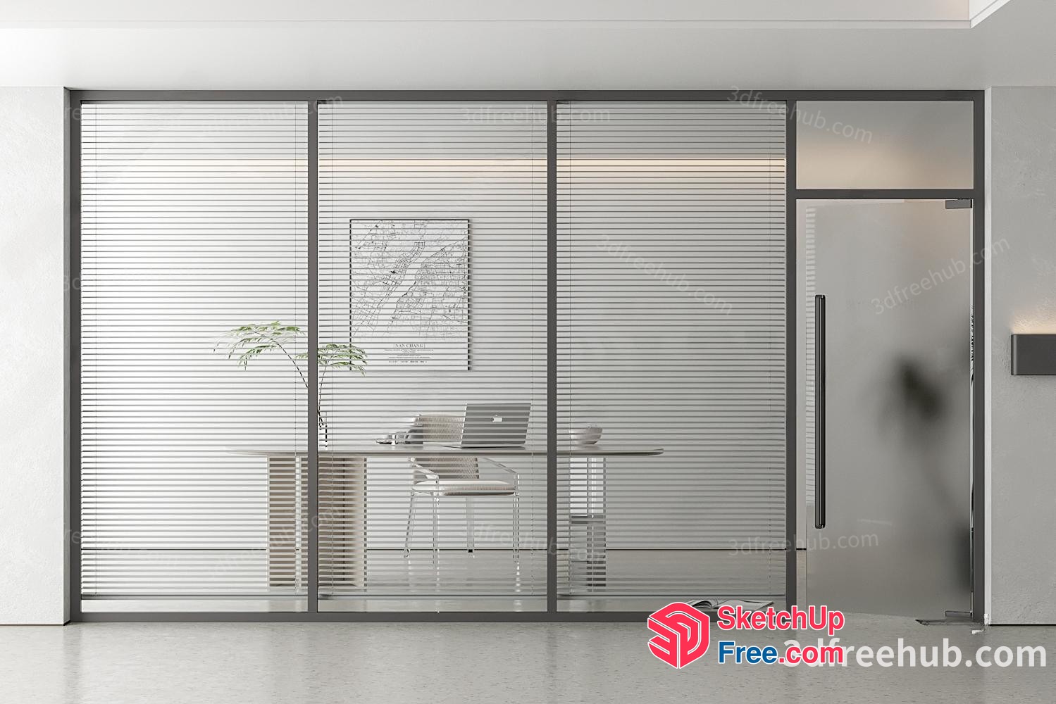 Modern Minimalist Office Interior Design 3D SketchUp File